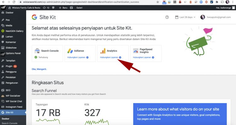 Cara pasang instal Google Analytics di wordpress