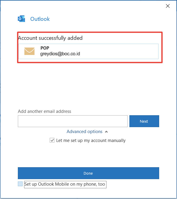 Setting Email Microsoft Outlook 2019